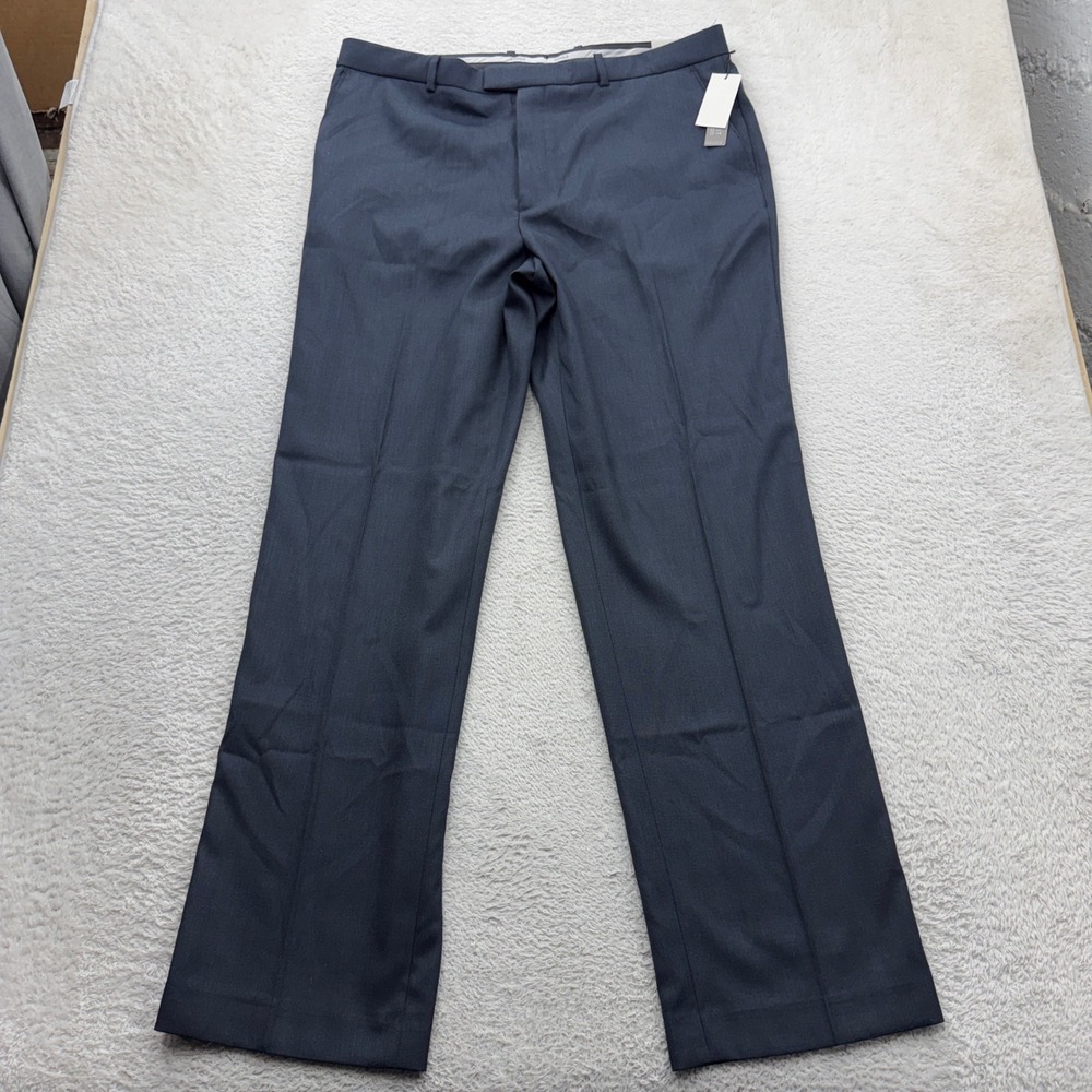 Perry Ellis Portfolio Mens Azure Blue Sharkskin Classic Fit Dress Pants 38x34